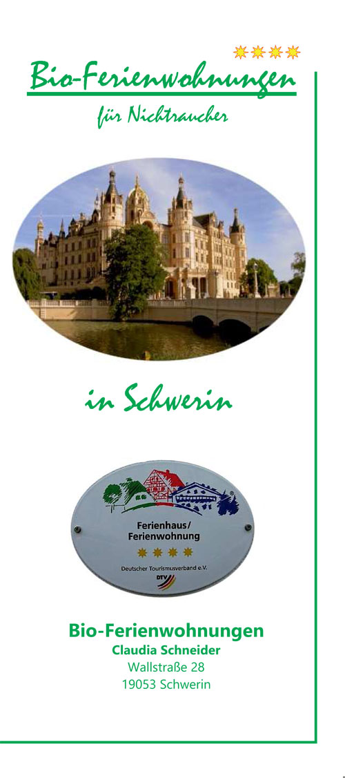 Flyer Bio Ferienwohnung Schneider in Schwerin